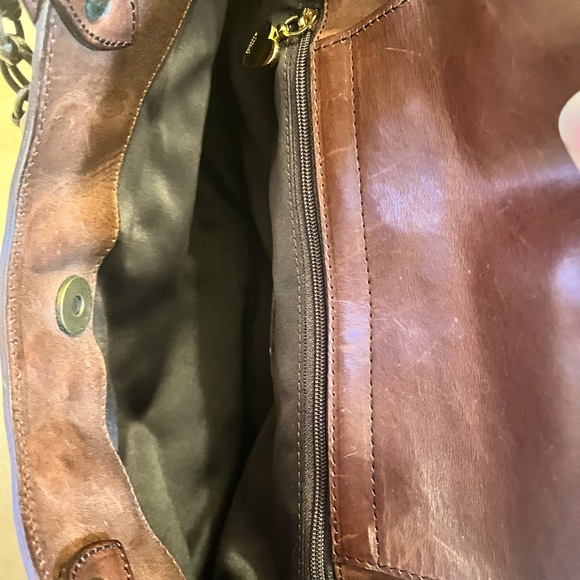 Y2K Moschino Brown Leather Embellished Chain Link Satchel - Picture 6 of 11